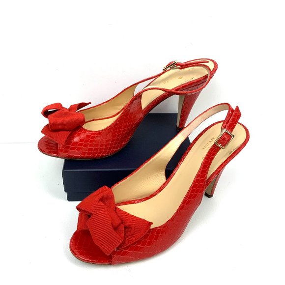 Kate Spade New York  Scarlet Red Slingback Heels Pumps Italy Sz 9 - Picture 1 of 16